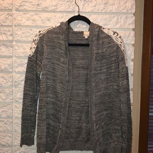 Gray hooded cardigan
